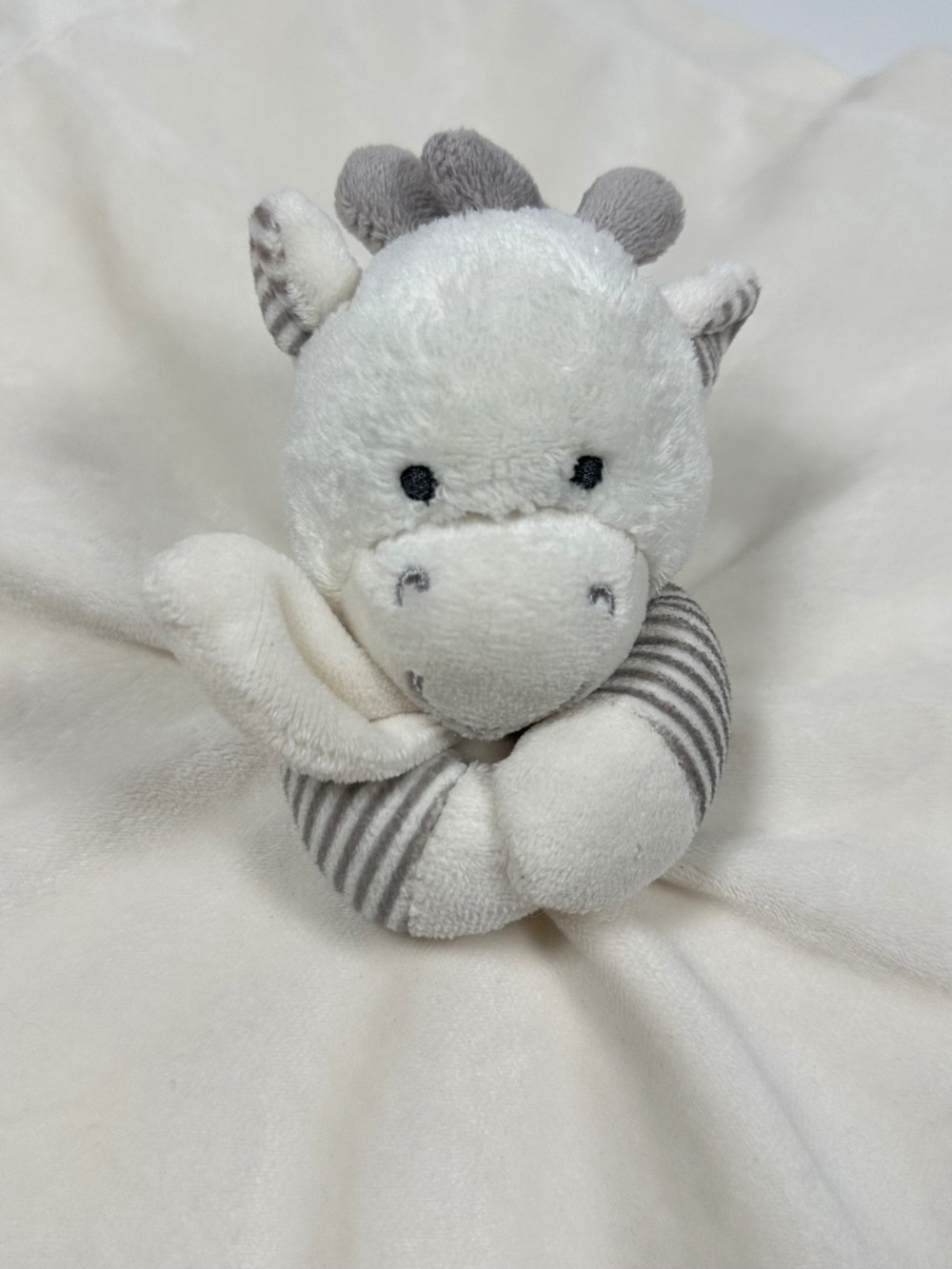 Carter's "Mommy Loves Me" White Gray Plush Zebra Security Plush Lovey Satin